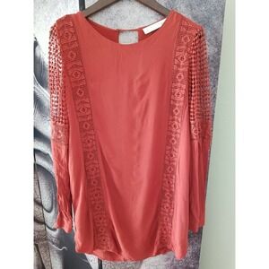 ASTR The Label Crochet Insert Long Sleeve Short Length Boho Style Dress‎ Size M